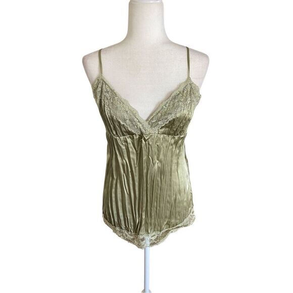 My Michelle 90s Y2K Sage Green Pleated Lingerie Camisole – Size Medium - Picture 1 of 8